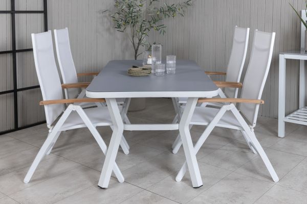 Imagine Virya Dining Table - White Alu / Grey Glass - small table+Panama Light 5-pos Chair White / white_4