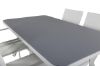 Imagine Virya Dining Table - White Alu / Grey Glass - small table+Santorini Arm Chair (Stackable) - White Alu / White Textilene_4