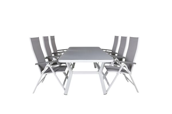 Imagine Virya Dining Table - White Alu / Grey Glass - big table+Albany Light 5-pos white alu / Grey Textilene_6