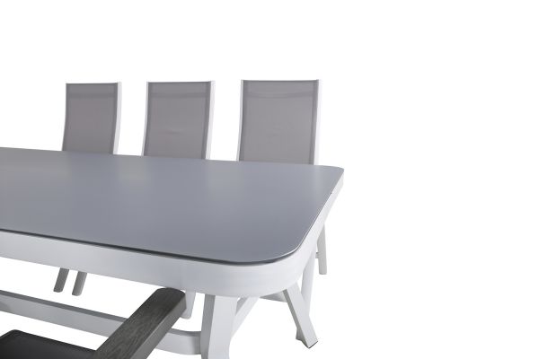 Imagine Virya Dining Table - White Alu / Grey Glass - big table+Albany Light 5-pos white alu / Grey Textilene_6