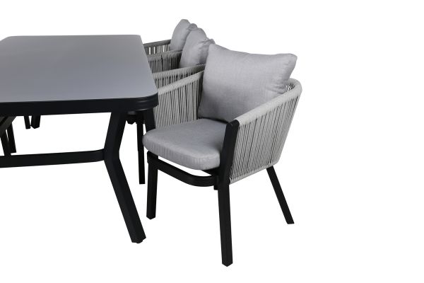 Imagine Virya Dining Table - Black Alu / Grey Glass - big table+Virya Dining Chair - BLACK Alu / Grey cushion _6