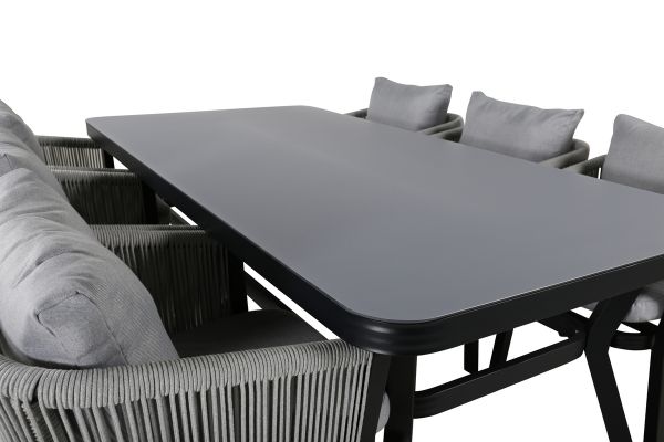 Imagine Virya Dining Table - Black Alu / Grey Glass - big table+Virya Dining Chair - BLACK Alu / Grey cushion _6