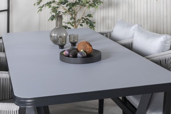 Imagine Virya Dining Table - Black Alu / Grey Glass - big table+Virya Dining Chair - BLACK Alu / Grey cushion _6