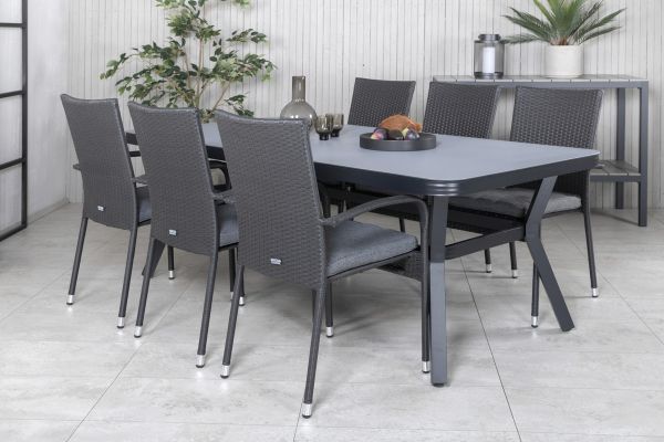 Imagine Virya Dining Table - Black Alu / Grey Glass - big table+Anna Chair - Black_6