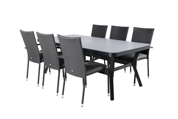 Imagine Virya Dining Table - Black Alu / Grey Glass - big table+Anna Chair - Black_6