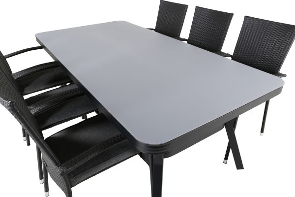 Imagine Virya Dining Table - Black Alu / Grey Glass - big table+Anna Chair - Black_6