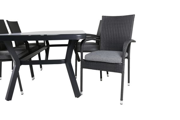 Imagine Virya Dining Table - Black Alu / Grey Glass - big table+Anna Chair - Black_6