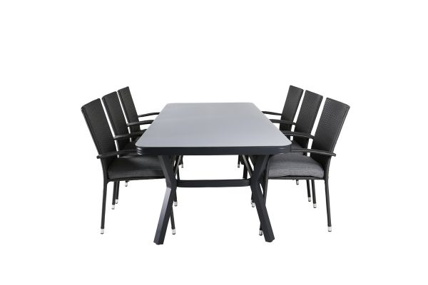 Imagine Virya Dining Table - Black Alu / Grey Glass - big table+Anna Chair - Black_6