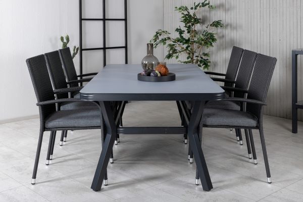 Imagine Virya Dining Table - Black Alu / Grey Glass - big table+Anna Chair - Black_6