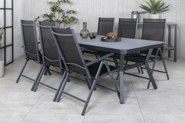 Imagine Virya Dining Table - Black Alu / Grey Glass - big table+Break 5:pos Chair - Black/Black_6