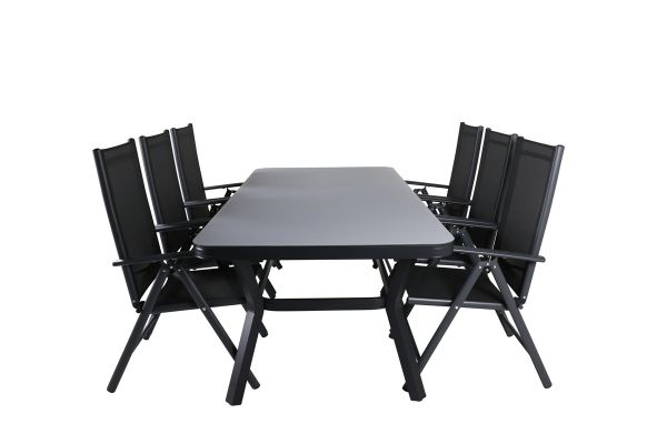 Imagine Virya Dining Table - Black Alu / Grey Glass - big table+Break 5:pos Chair - Black/Black_6