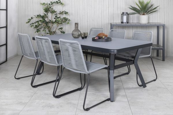 Imagine Virya Dining Table - Black Alu / Grey Glass - big table+Lindos Chair - Black/Grey_6