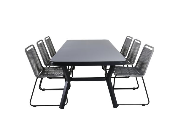 Imagine Virya Dining Table - Black Alu / Grey Glass - big table+Lindos Chair - Black/Grey_6