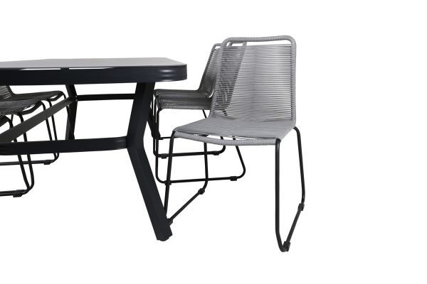 Imagine Virya Dining Table - Black Alu / Grey Glass - big table+Lindos Chair - Black/Grey_6