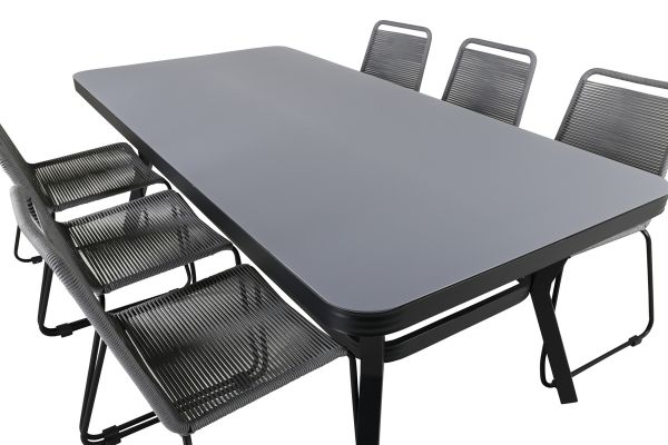 Imagine Virya Dining Table - Black Alu / Grey Glass - big table+Lindos Chair - Black/Grey_6