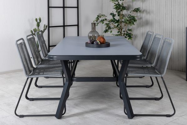 Imagine Virya Dining Table - Black Alu / Grey Glass - big table+Lindos Chair - Black/Grey_6