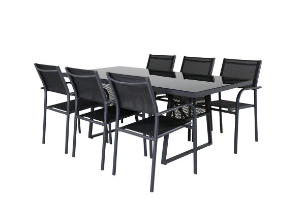 Imagine Dallas Dining Table+Santorini Arm Chair (Stackable) - Black alu / Black Textilene_6