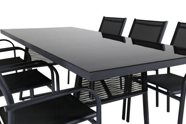 Imagine Dallas Dining Table+Santorini Arm Chair (Stackable) - Black alu / Black Textilene_6