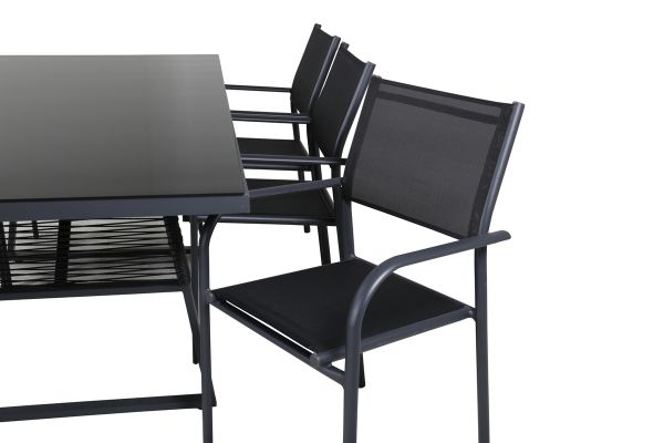 Imagine Dallas Dining Table+Santorini Arm Chair (Stackable) - Black alu / Black Textilene_6