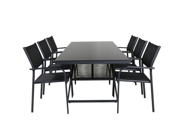 Imagine Dallas Dining Table+Santorini Arm Chair (Stackable) - Black alu / Black Textilene_6