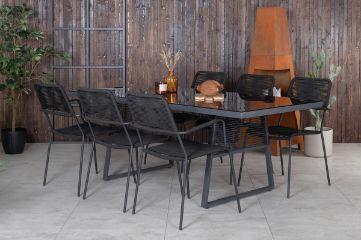 Imagine Masa de dining Dallas +Scaun Lindos - Aluminiu negru / Sfoara neagra _6