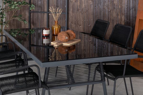 Imagine Masa de dining Dallas +Scaun Lindos - Aluminiu negru / Sfoara neagra _6