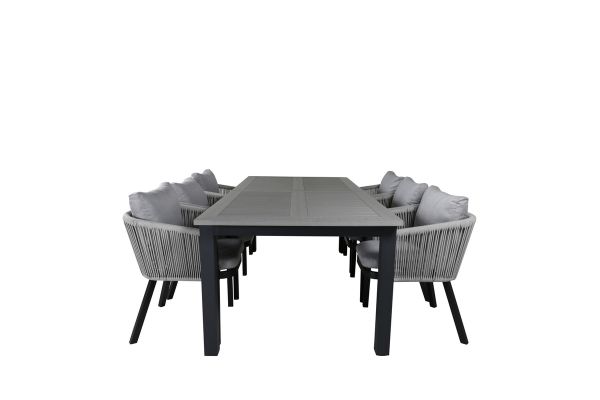 Imagine Masa Albany - 224/324 - Negru/Gri+ Scaun de dining Virya - Aluminiu NEGru / Cușetă Gri _6