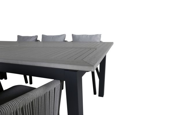 Imagine Masa Albany - 224/324 - Negru/Gri+ Scaun de dining Virya - Aluminiu NEGru / Cușetă Gri _6