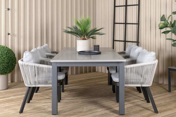 Imagine Masa Albany - 224/324 - Negru/Gri+ Scaun de dining Virya - Aluminiu NEGru / Cușetă Gri _6