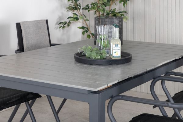 Imagine Tabel nivele 160/240 - Negru/Gri+ Scaun de dining Alina - Aluminiu negru / Textilene negru_4