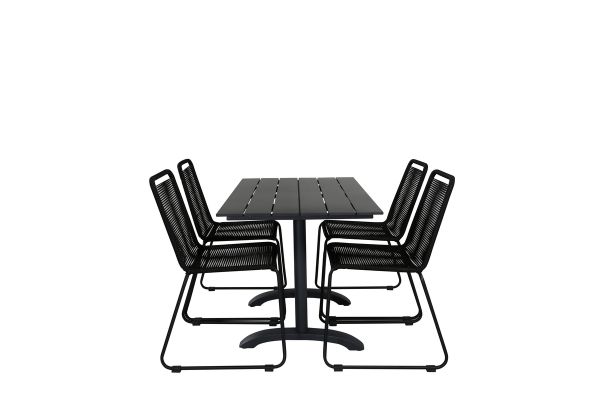 Imagine Masa de dining Denver 70*120 Black/Black+Lindos Scaun Stacking - Alu Negru / Rope Negru_4