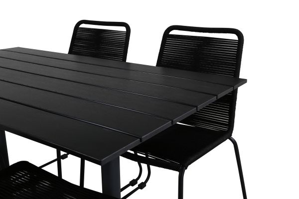 Imagine Masa de dining Denver 70*120 Black/Black+Lindos Scaun Stacking - Alu Negru / Rope Negru_4