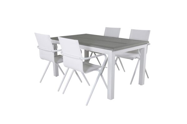 Imagine Albany Table - 160/240 - Alb/Gri+ Scaun de masa Alina - Aluminiu alb / Textilene alb_4