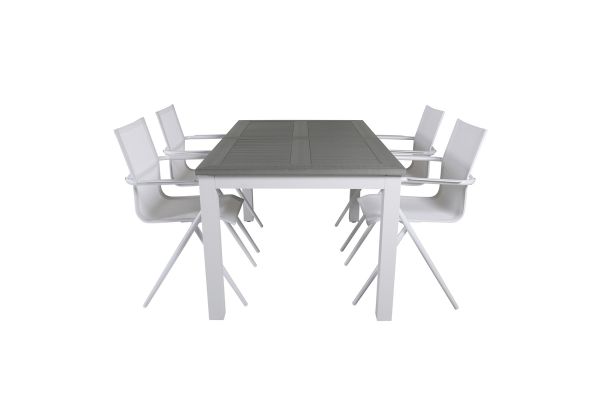 Imagine Albany Table - 160/240 - Alb/Gri+ Scaun de masa Alina - Aluminiu alb / Textilene alb_4