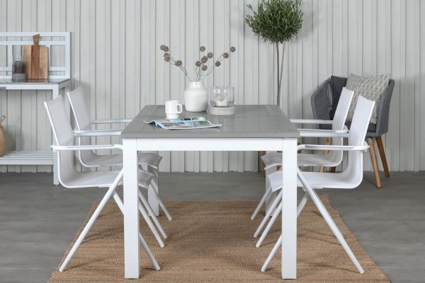 Imagine Albany Table - 160/240 - Alb/Gri+ Scaun de masa Alina - Aluminiu alb / Textilene alb_4