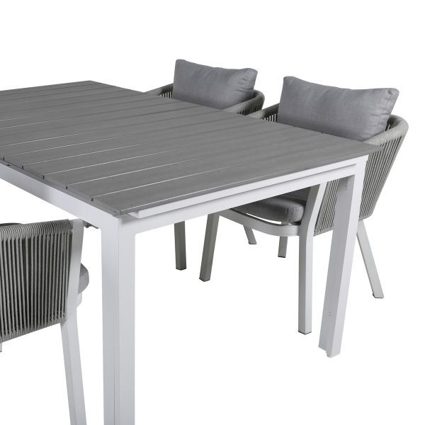 Imagine Tabel Nivele 160/240 - Scaun de Dining Alb/Gri+Virya - Aluminiu Alb/Cușinet Gri _4