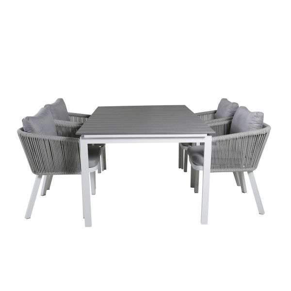 Imagine Tabel Nivele 160/240 - Scaun de Dining Alb/Gri+Virya - Aluminiu Alb/Cușinet Gri _4