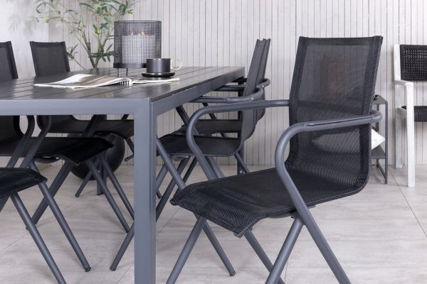 Imagine Break Table 205*90 - Black/Black+Alina Dining Chair - Black Alu / Black Textilene_6