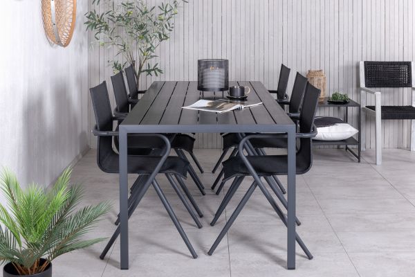 Imagine Break Table 205*90 - Black/Black+Alina Dining Chair - Black Alu / Black Textilene_6