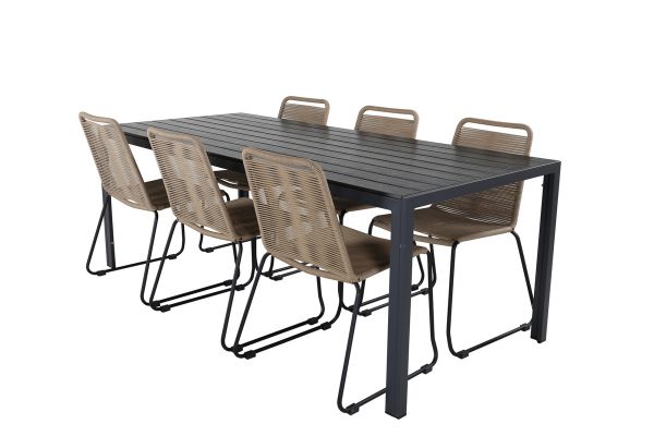 Imagine Break Table 205*90 - Black/Black+Lindos Stacking Chair - Black Alu / Latte Rope_6