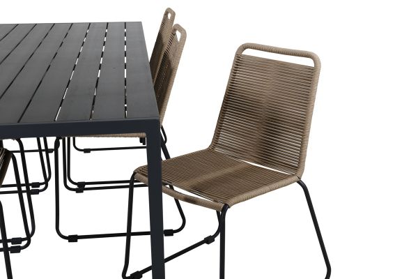 Imagine Break Table 205*90 - Black/Black+Lindos Stacking Chair - Black Alu / Latte Rope_6