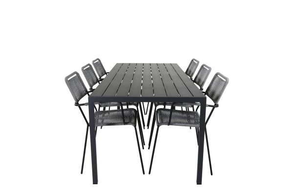 Imagine Break - Table 205*90 - Black alu/black aintwood +Lindos Armchair - Black Alu / Grey Rope _6