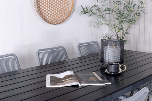 Imagine Break - Table 205*90 - Black alu/black aintwood +Lindos Armchair - Black Alu / Grey Rope _6