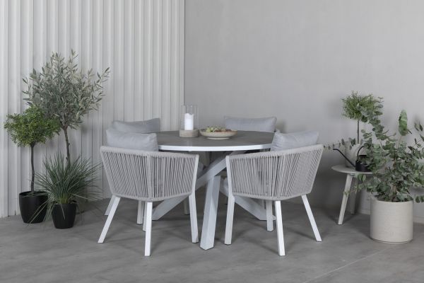 Imagine Parma Table ø 140 - White/Grey+Virya Dining Chair - White Alu / Grey cushion _4