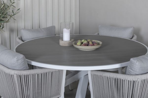 Imagine Parma Table ø 140 - White/Grey+Virya Dining Chair - White Alu / Grey cushion _4