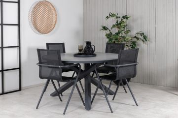 Imagine Parma - Masă ø 140 - Aluminiu Negru / Aintwood Gri + Scaun de masă Alina - Aluminiu Negru / Textilene Negru_4