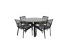 Imagine Masa Parma - diametru 140 cm - Aluminiu negru / Aintwood gri + 4 scaune de dining Dallas