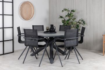 Imagine Parma - Table ø 140 - Black Alu /Grey Aintwood+Alina Dining Chair - Black Alu / Black Textilene_6