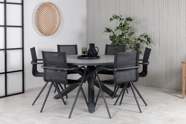 Imagine Parma - Table ø 140 - Black Alu /Grey Aintwood+Alina Dining Chair - Black Alu / Black Textilene_6