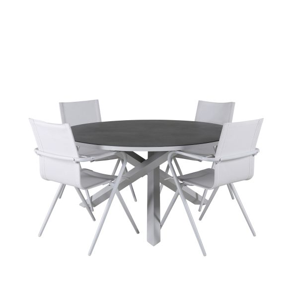 Imagine Copacabana Table ø 140 - Alb/Gri + Scaun de masă Alina - aluminiu alb / Textilene alb_4